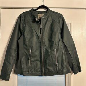 Maurices forest green faux leather jacket size 1x